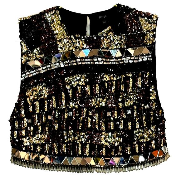 Nasty Gal – Premium Hand Embellished Crop Top (Gold) – US 2 - Picture 1 of 6